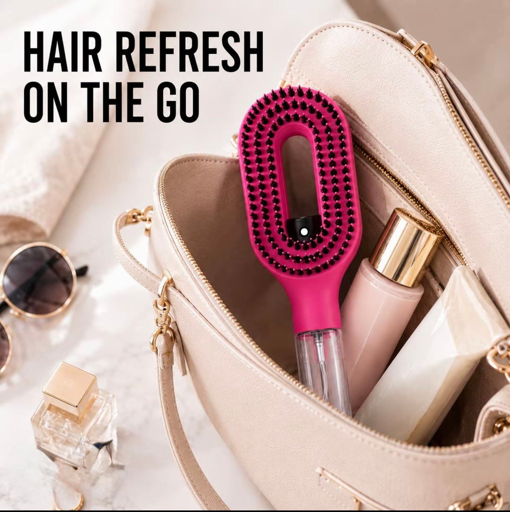 2-in-1 Hair Mist Spray Brush Detangler | Water Spray Hairbrush for Curly, Wavy & Straight Hair | Anti-Frizz