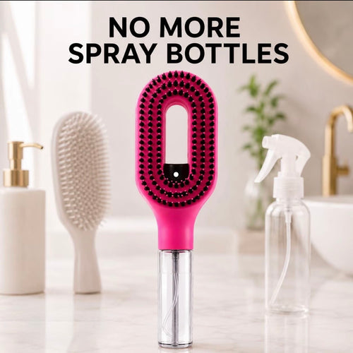 2-in-1 Hair Mist Spray Brush Detangler | Water Spray Hairbrush for Curly, Wavy & Straight Hair | Anti-Frizz